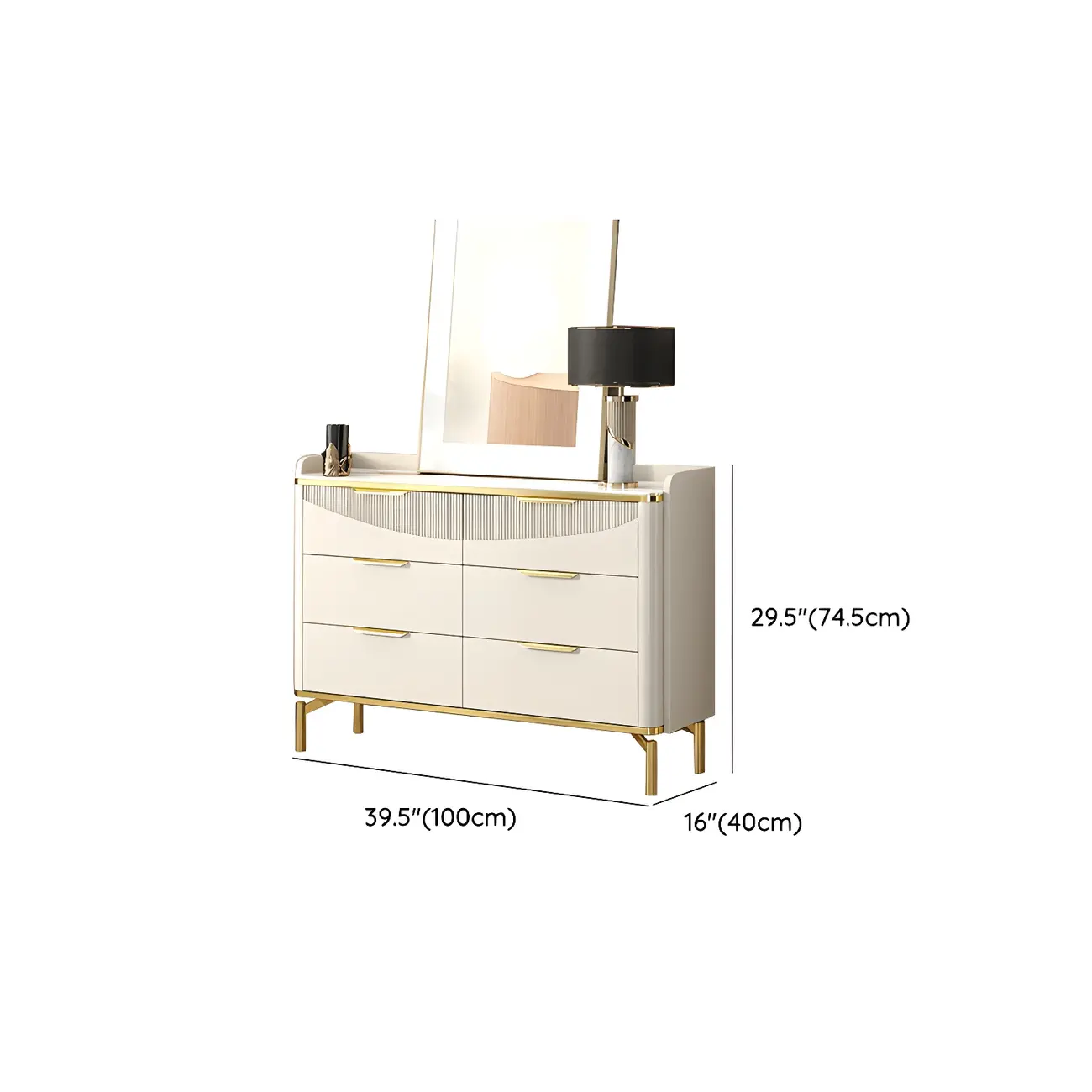 Minimalist White Wooden Dresser with Soft Close Drawers #size