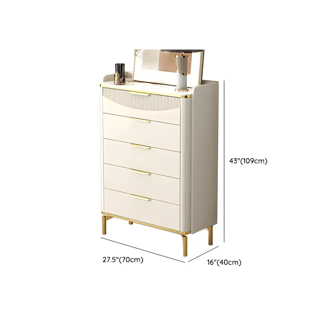 Minimalist White Wooden Dresser with Soft Close Drawers Image - 16