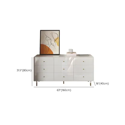 Modern Wooden White Dresser with Gold Handles for Bedroom #size
