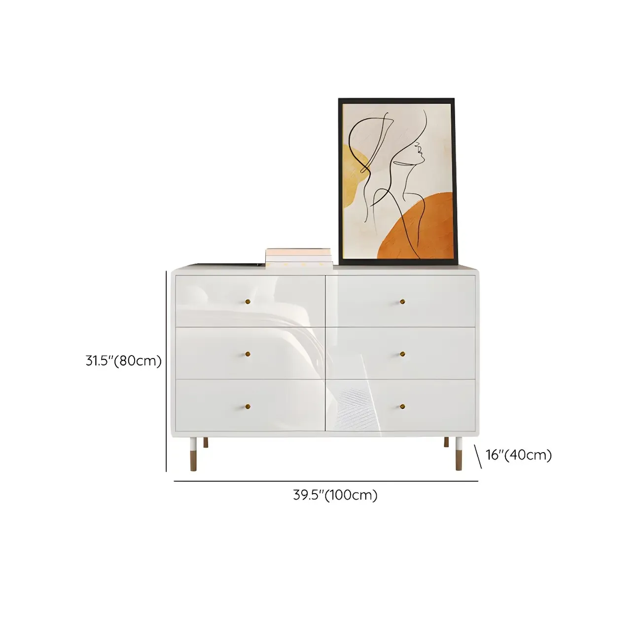 Modern Wooden White Dresser with Gold Handles for Bedroom Image - 14