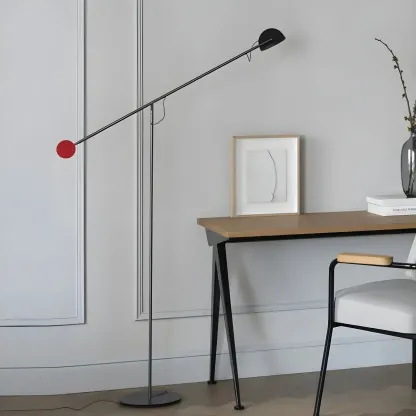 Modern Adjustable Floor Lamp with Iron Dome Shade Image - 3