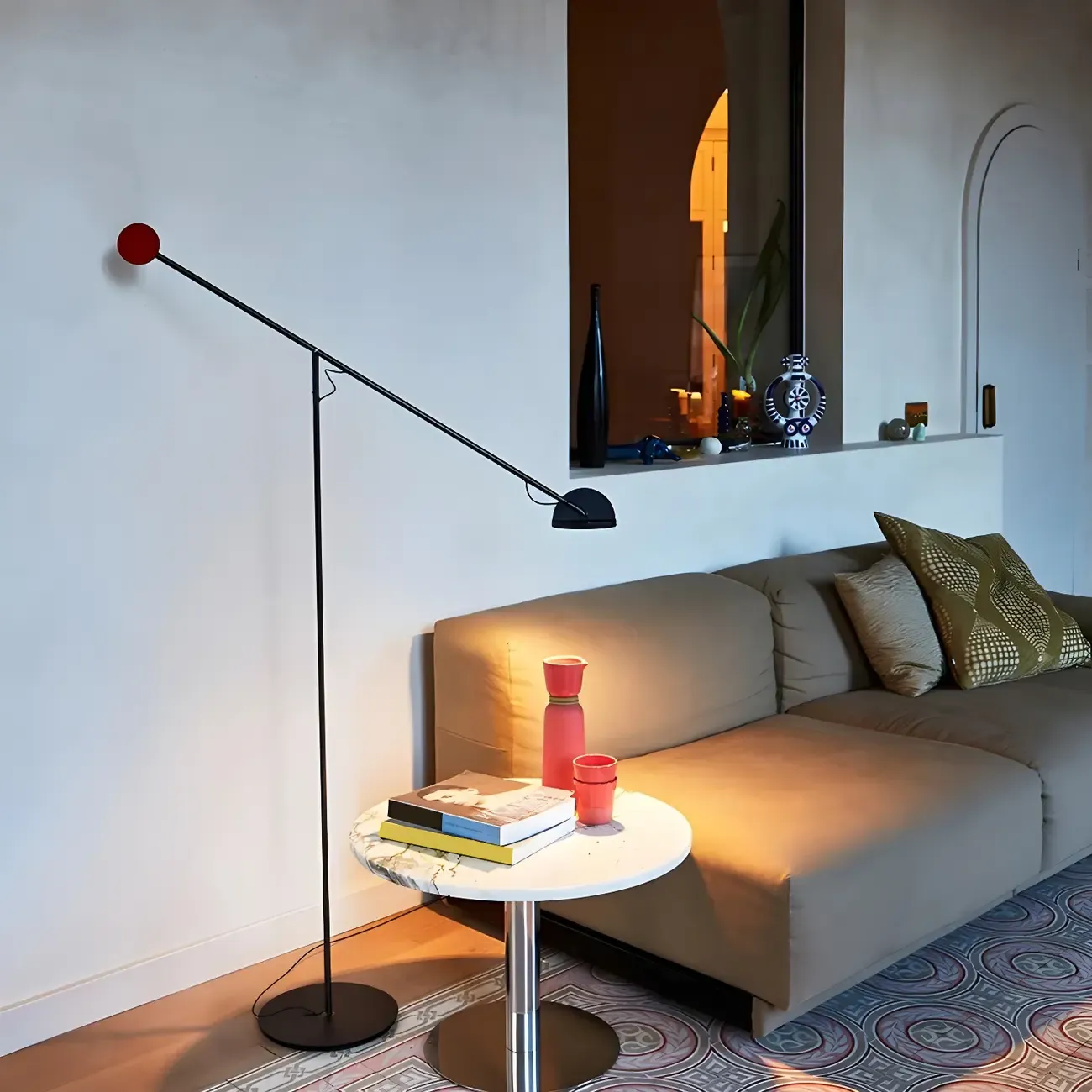 Modern Adjustable Floor Lamp with Iron Dome Shade Image - 5