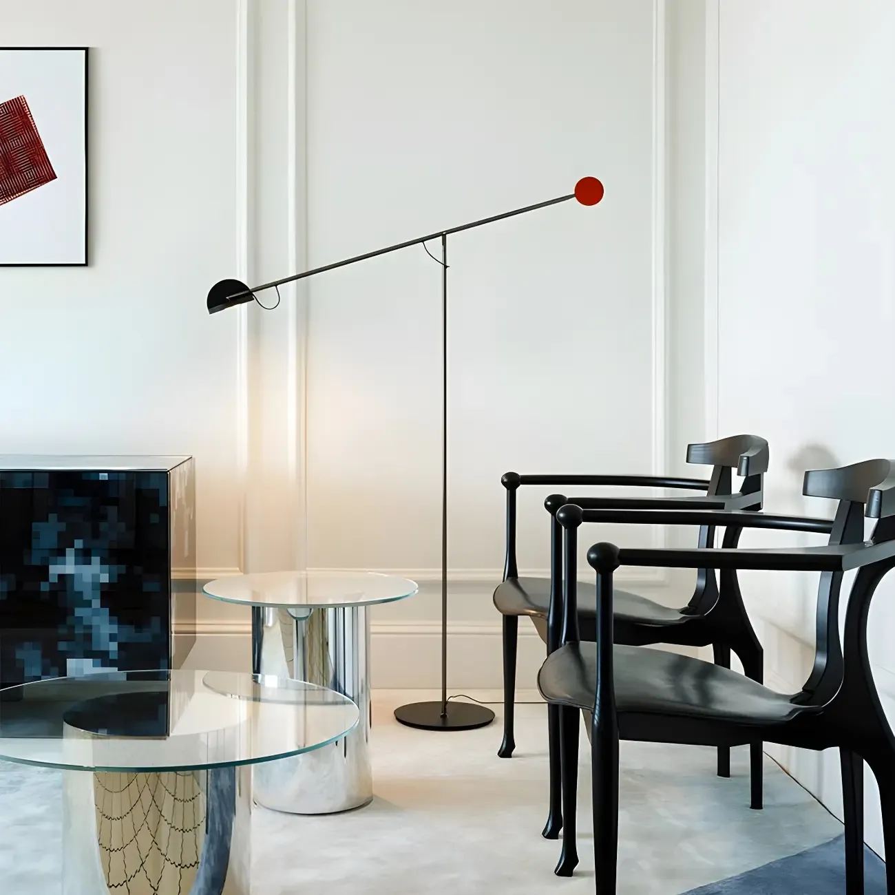 Modern Adjustable Floor Lamp with Iron Dome Shade Image - 1