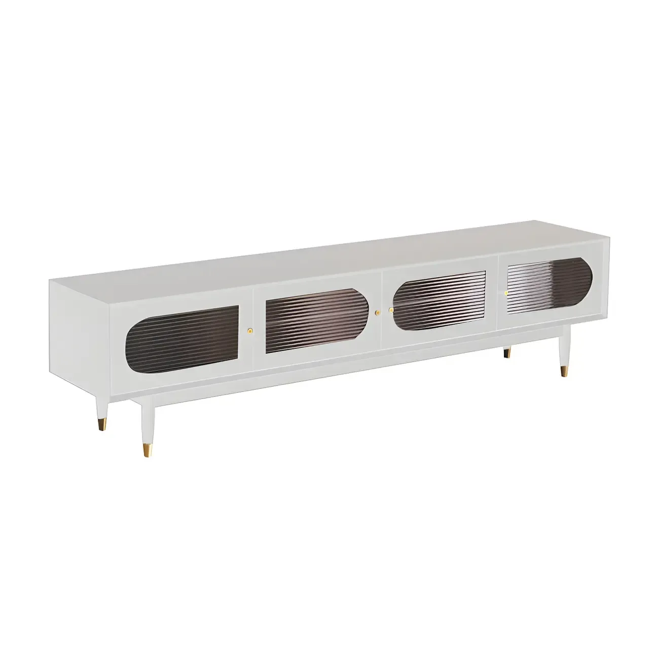Contemporary Black Wooden TV Stand with Adjustable Shelves Image - 5