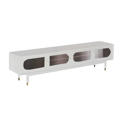 Contemporary Black Wooden TV Stand with Adjustable Shelves Image - 5