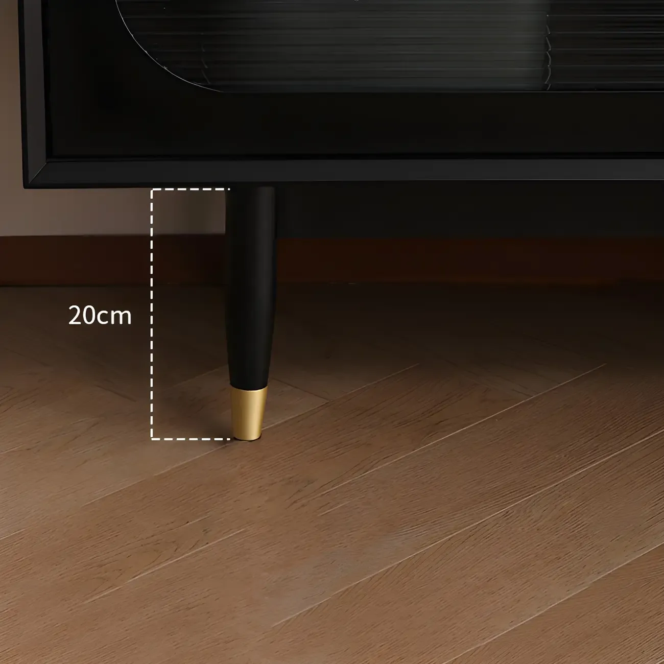 Contemporary Black Wooden TV Stand with Adjustable Shelves Image - 13