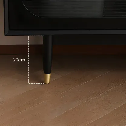 Contemporary Black Wooden TV Stand with Adjustable Shelves Image - 13
