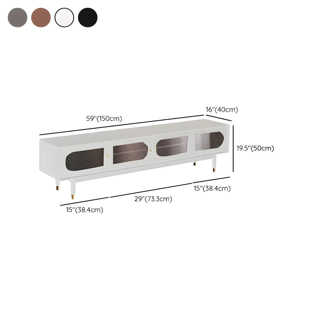 Contemporary Black Wooden TV Stand with Adjustable Shelves #size