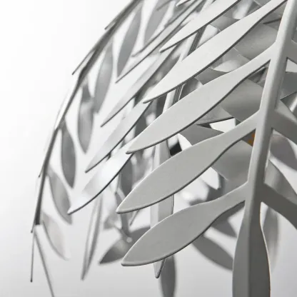 Modern Metal Silver Leaf Shape Pendant Light Image - 6