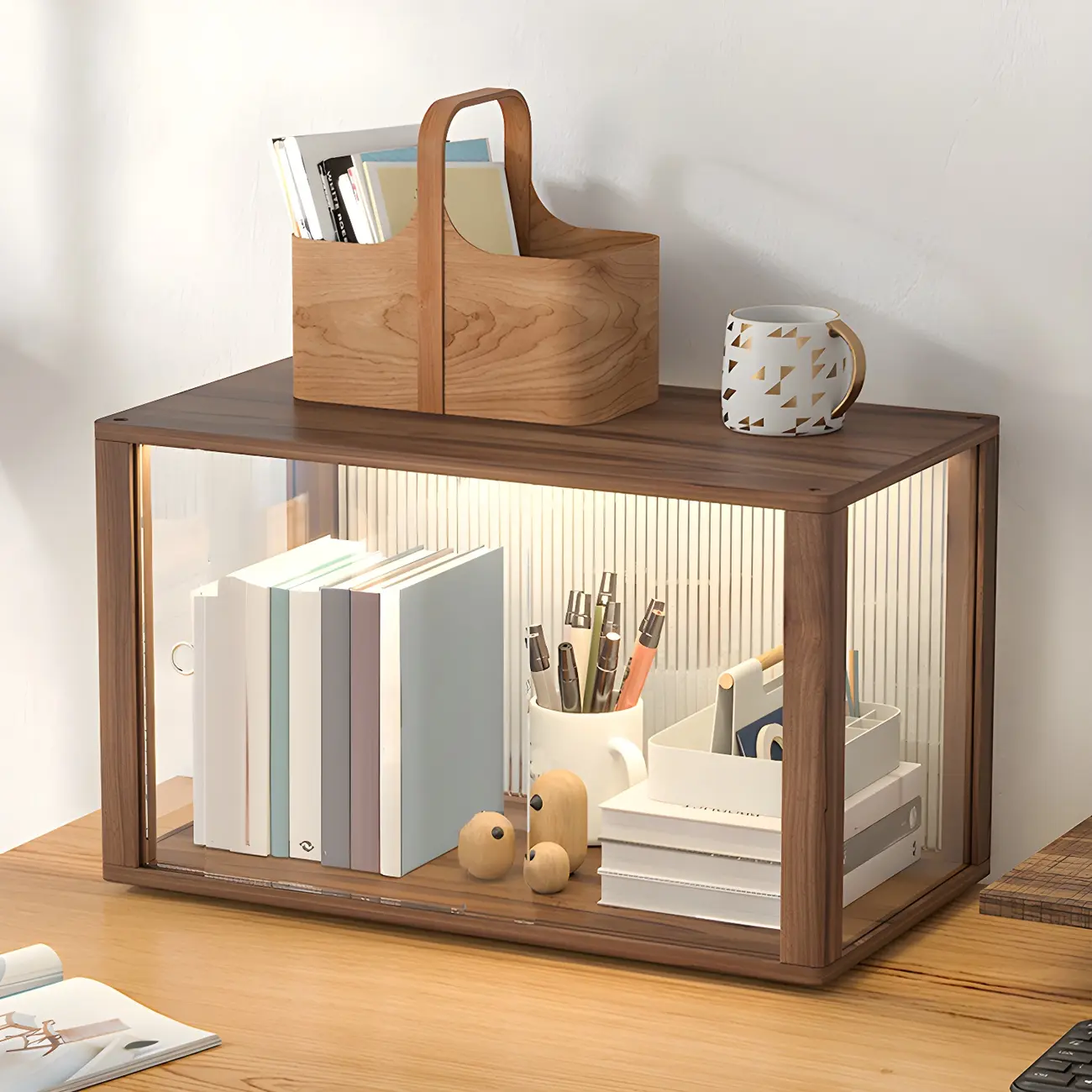 Small Wooden Glass Display Cabinet for Tabletop Image - 1 | homeyfad
