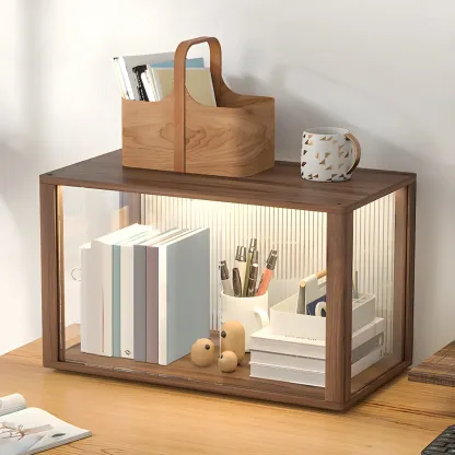 Small Wooden Glass Display Cabinet for Tabletop Image - 1