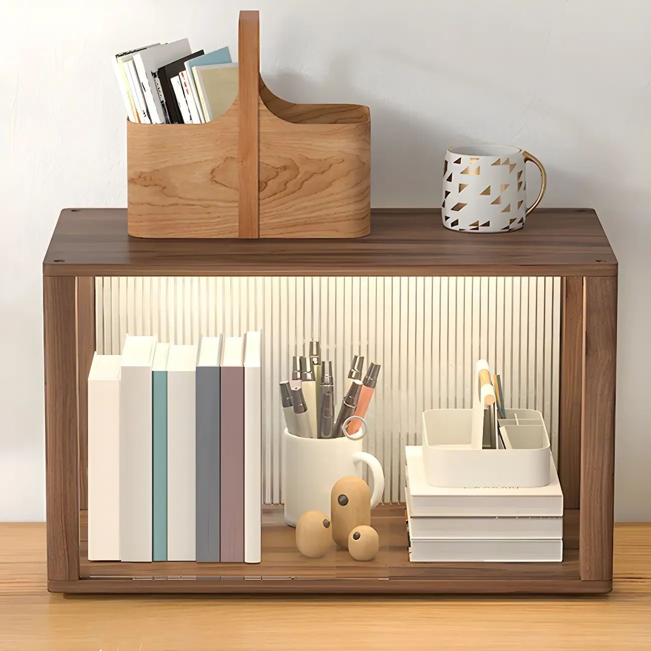 Small Wooden Glass Display Cabinet for Tabletop Image - 4