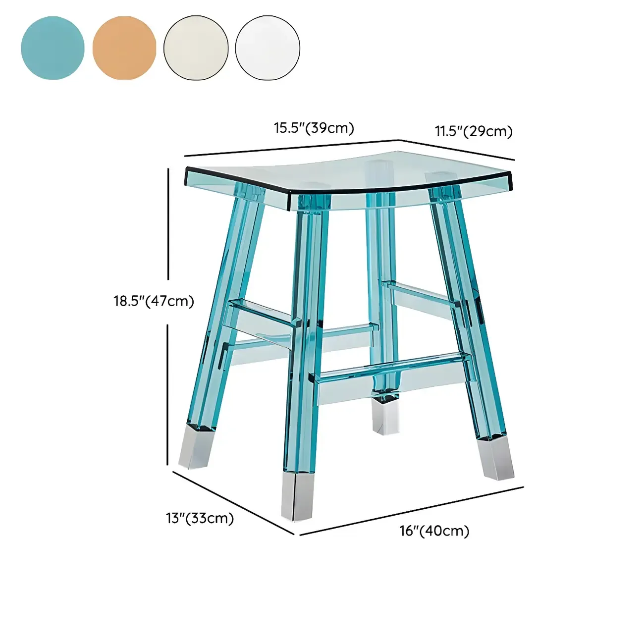 Vibrant Colors Acrylic Chic Coffee Chair Stackable Bar Stool #size