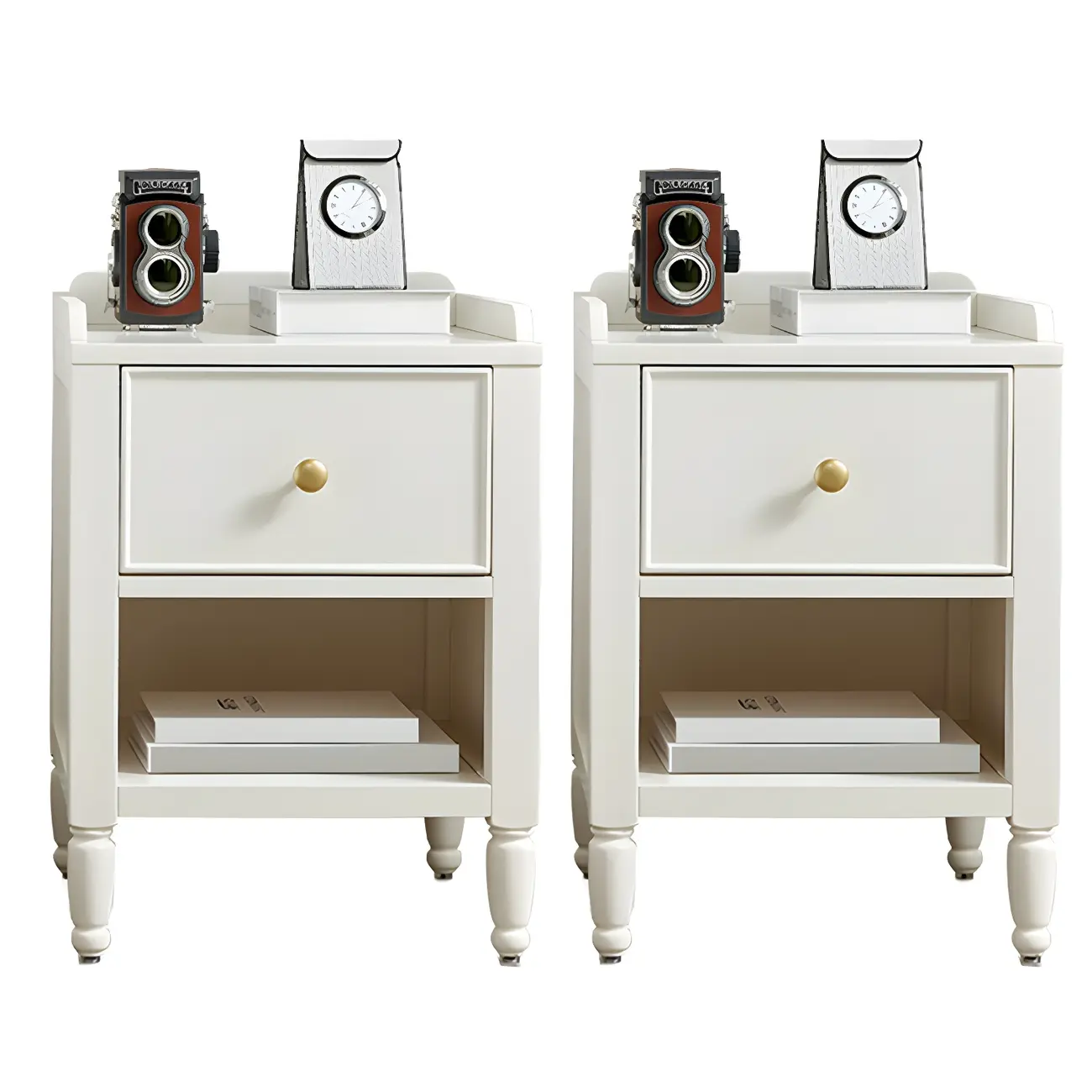 Narrow Bedroom Tip Resistant White Wood Nightstand Image - 4 | homeyfad