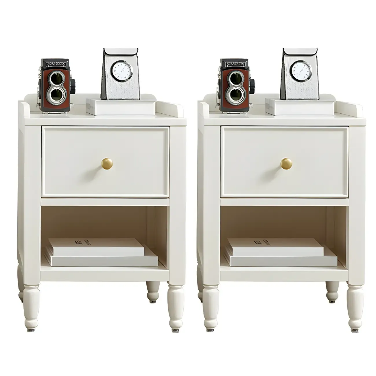 Narrow Bedroom Tip Resistant White Wood Nightstand Image - 4