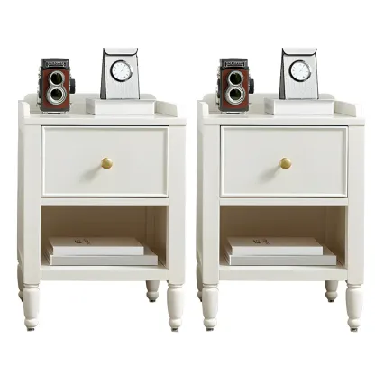 Narrow Bedroom Tip Resistant White Wood Nightstand Image - 4