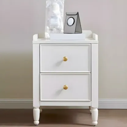 Narrow Bedroom Tip Resistant White Wood Nightstand Image - 5