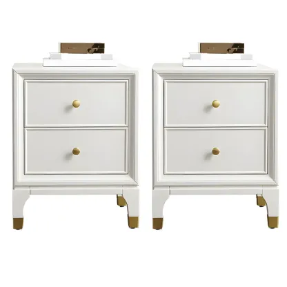 Narrow Bedroom Tip Resistant White Wood Nightstand Image - 7