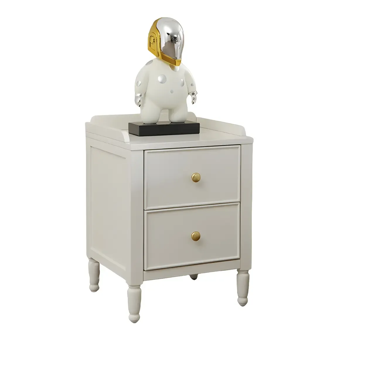 Narrow Bedroom Tip Resistant White Wood Nightstand Image - 9