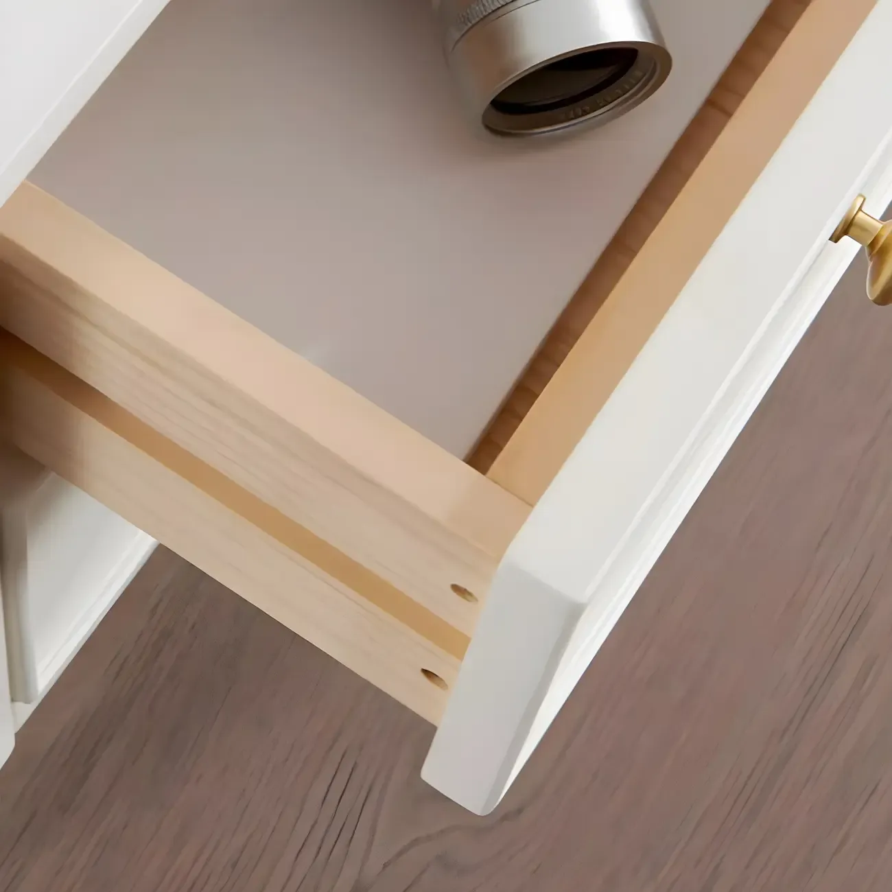 Narrow Bedroom Tip Resistant White Wood Nightstand Image - 6