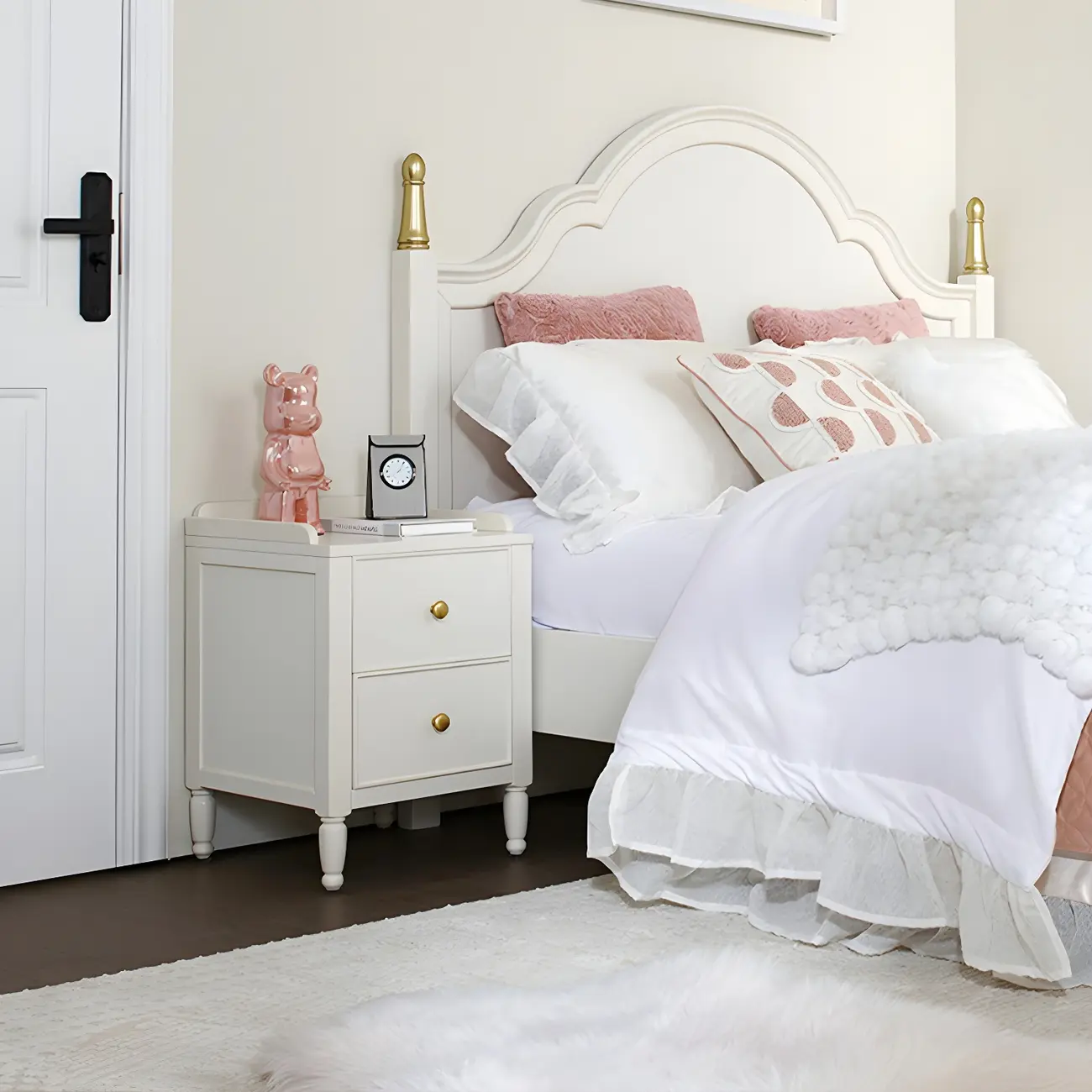 Narrow Bedroom Tip Resistant White Wood Nightstand Image - 8 | homeyfad