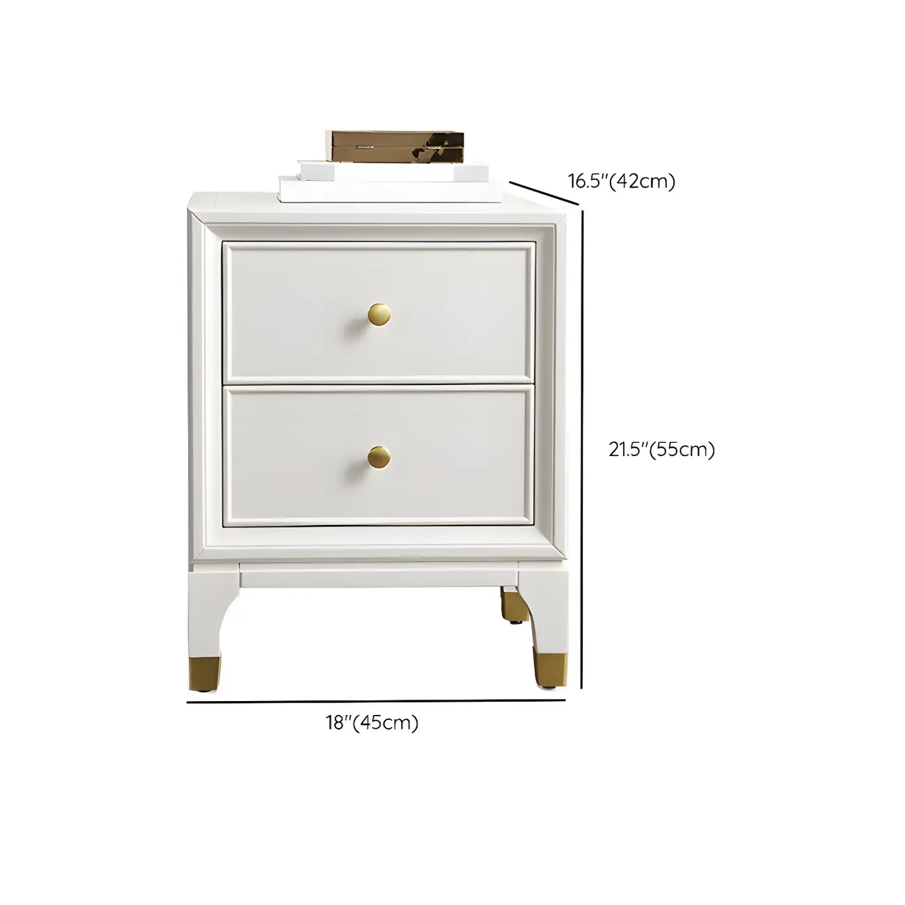 Narrow Bedroom Tip Resistant White Wood Nightstand #size