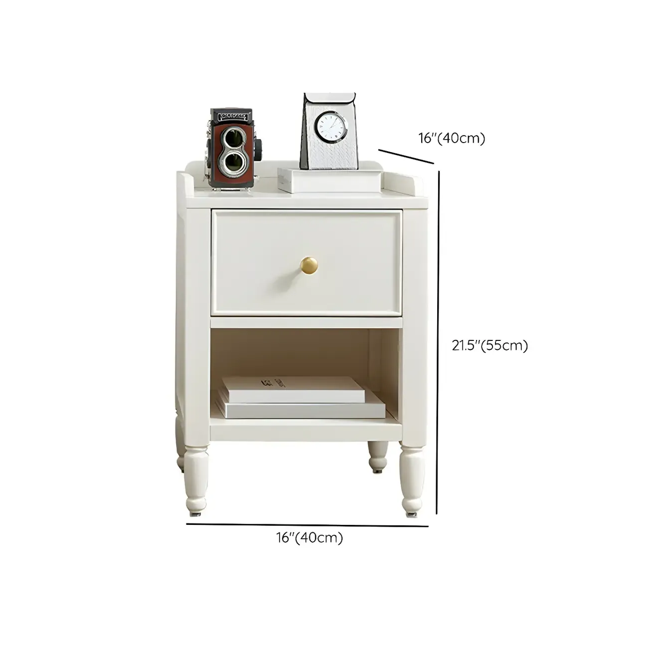 Narrow Bedroom Tip Resistant White Wood Nightstand Image - 12
