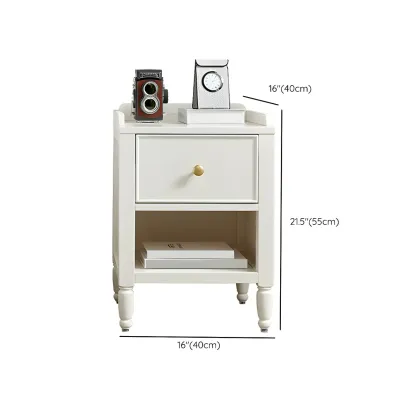 Narrow Bedroom Tip Resistant White Wood Nightstand Image - 12
