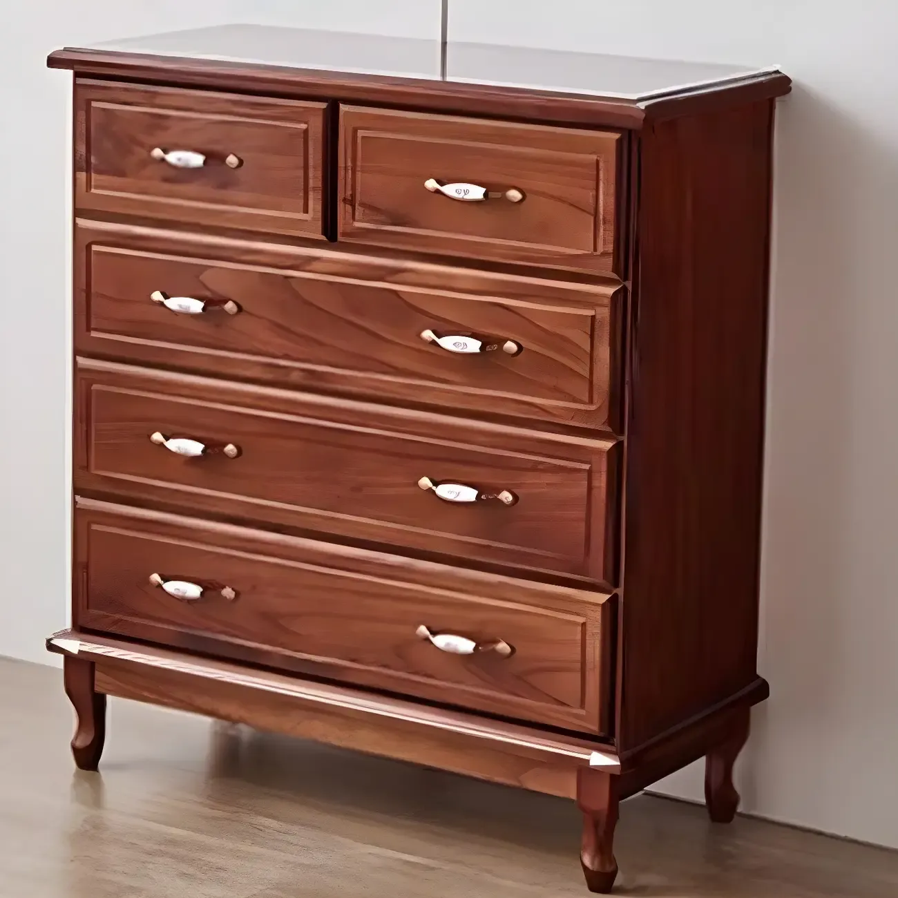 Contemporary White-Brown Wooden Double Dresser with Drawers Image - 2