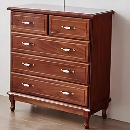 Contemporary White-Brown Wooden Double Dresser with Drawers Image - 2