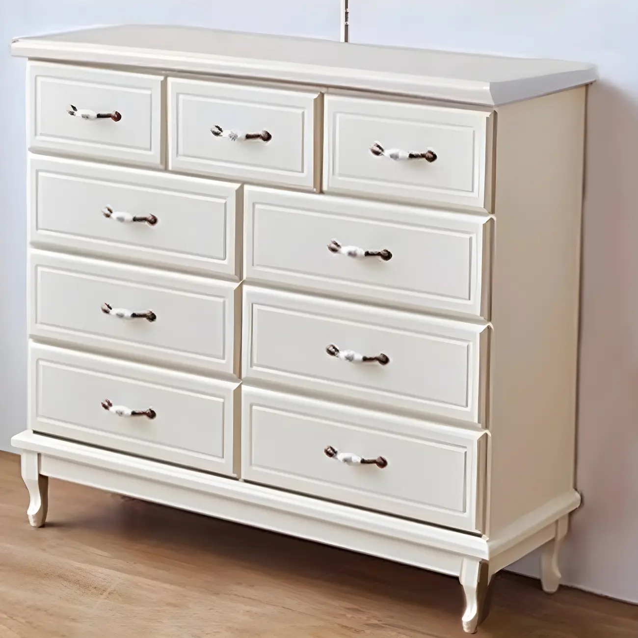Contemporary White-Brown Wooden Double Dresser with Drawers Image - 12 | homeyfad