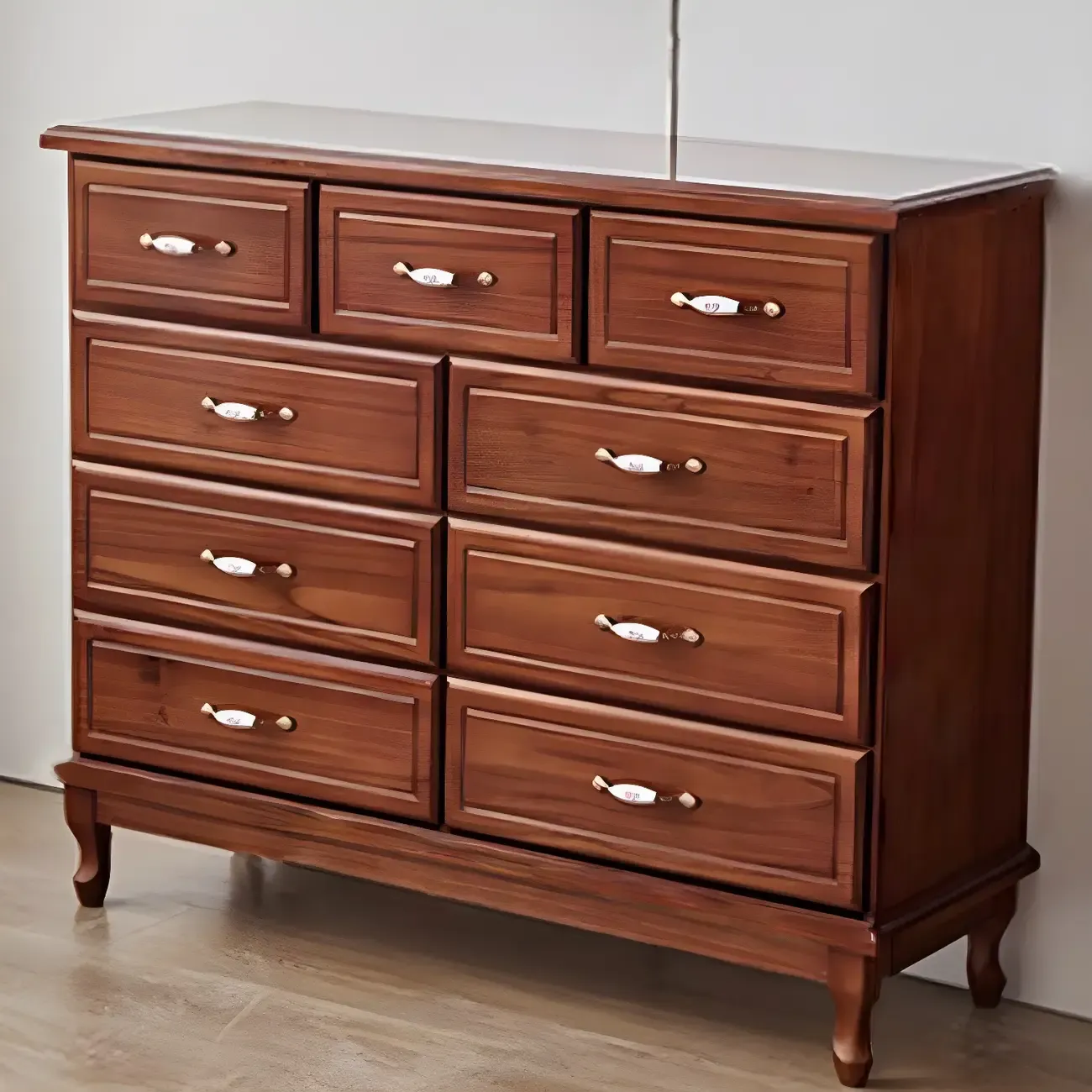 Contemporary White-Brown Wooden Double Dresser with Drawers Image - 13