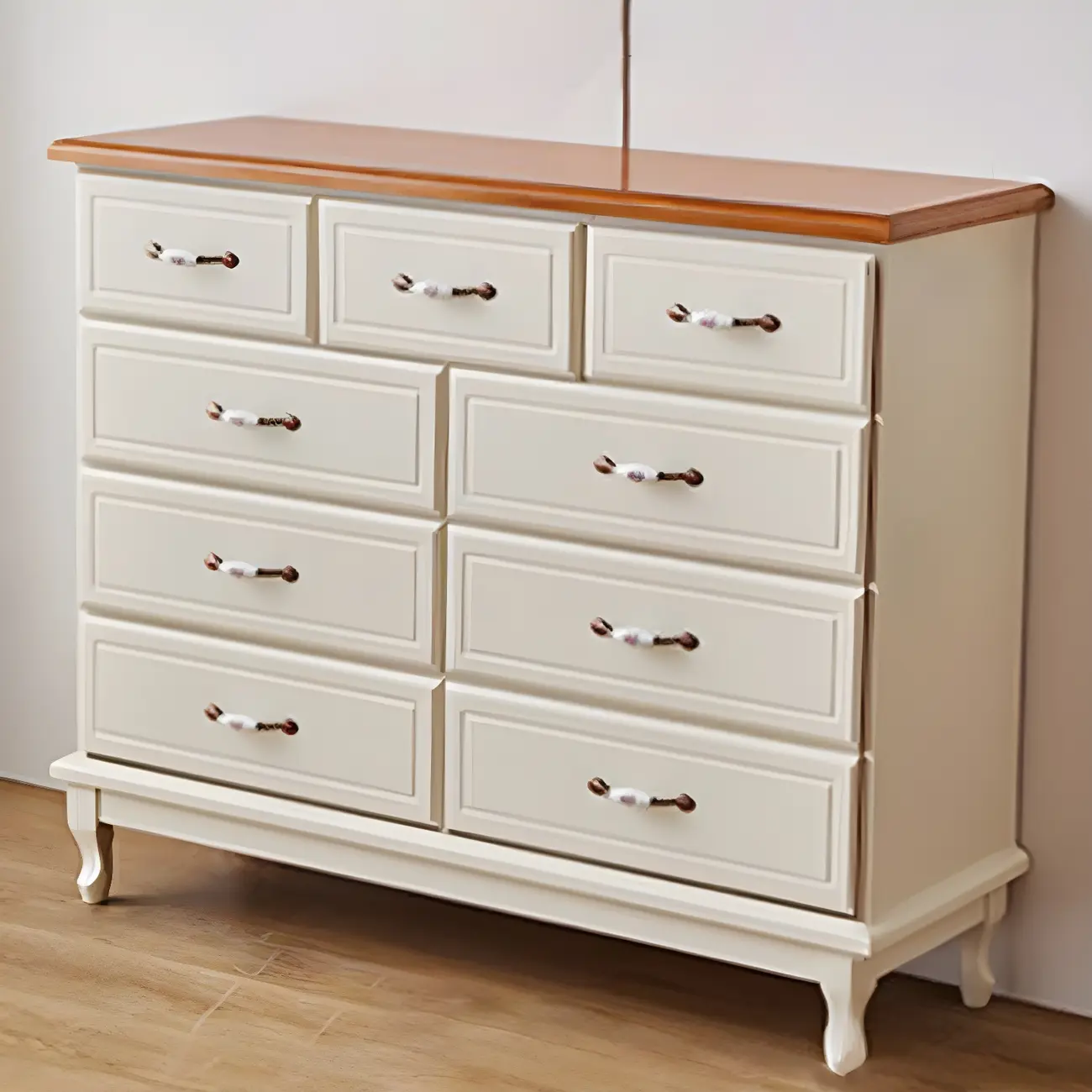 Contemporary White-Brown Wooden Double Dresser with Drawers Image - 15 | homeyfad