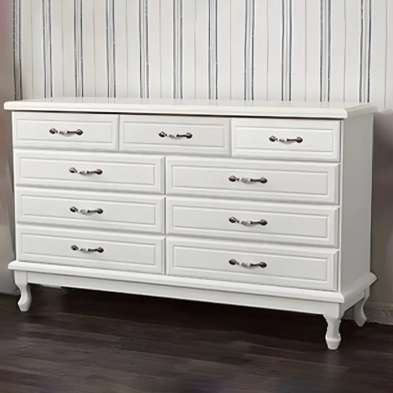 Contemporary White-Brown Wooden Double Dresser with Drawers Image - 17 | homeyfad