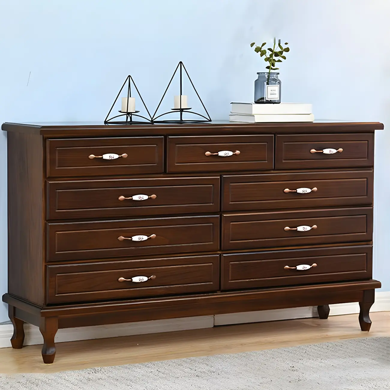 Contemporary White-Brown Wooden Double Dresser with Drawers Image - 19 | homeyfad