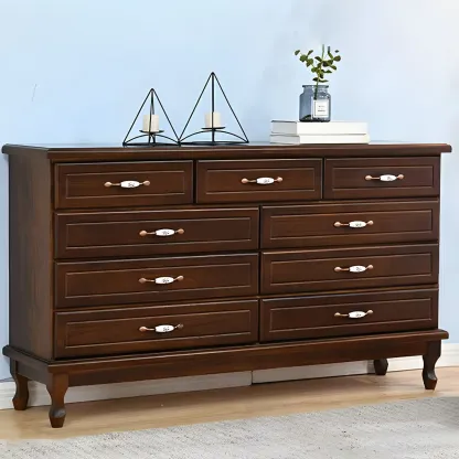 Contemporary White-Brown Wooden Double Dresser with Drawers Image - 19