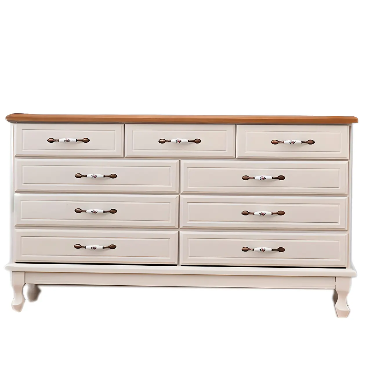 Contemporary White-Brown Wooden Double Dresser with Drawers Image - 21 | homeyfad