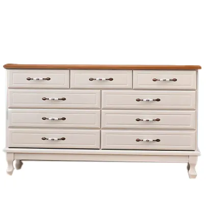 Contemporary White-Brown Wooden Double Dresser with Drawers Image - 21