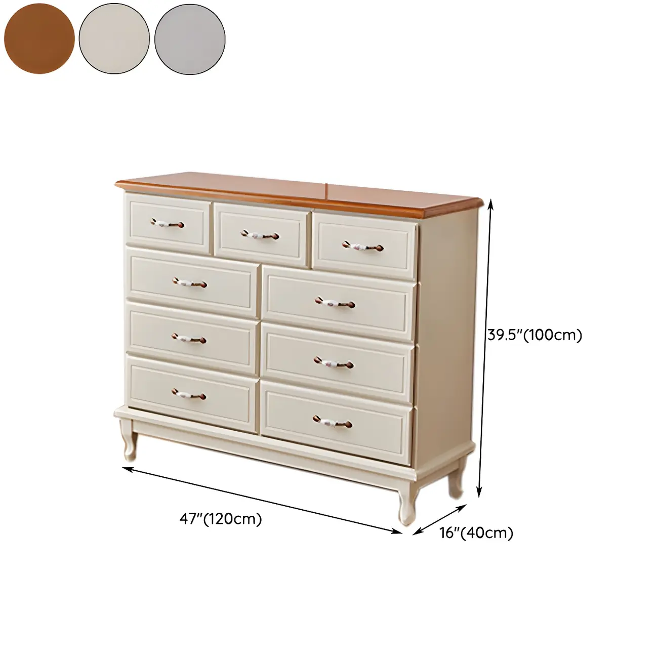 Contemporary White-Brown Wooden Double Dresser with Drawers Image - 30 | homeyfad