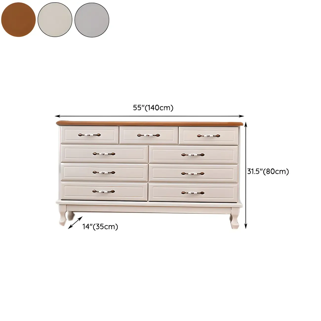 Contemporary White-Brown Wooden Double Dresser with Drawers Image - 31