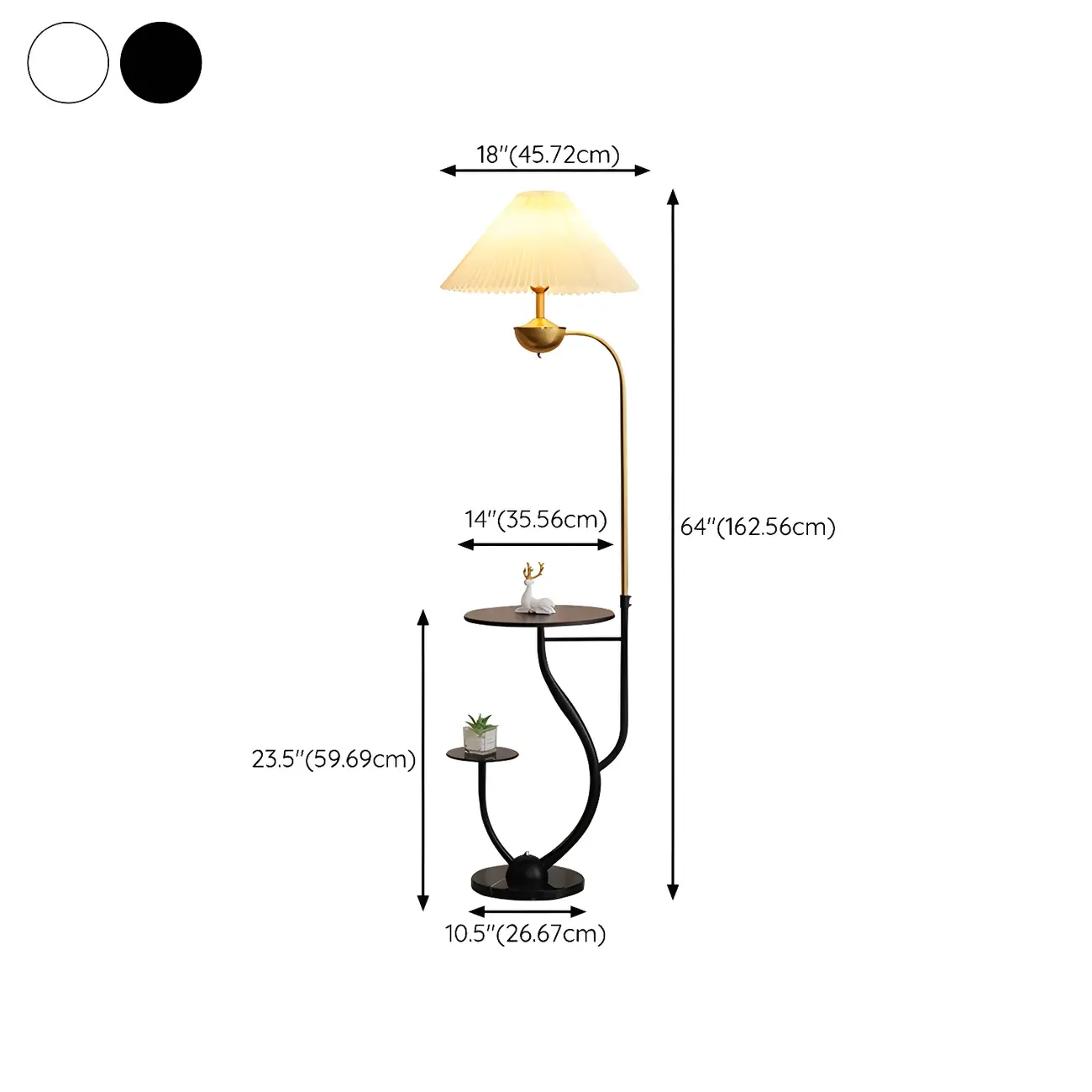 Contemporary Black Floor Lamp with Shelves for Living Room #size