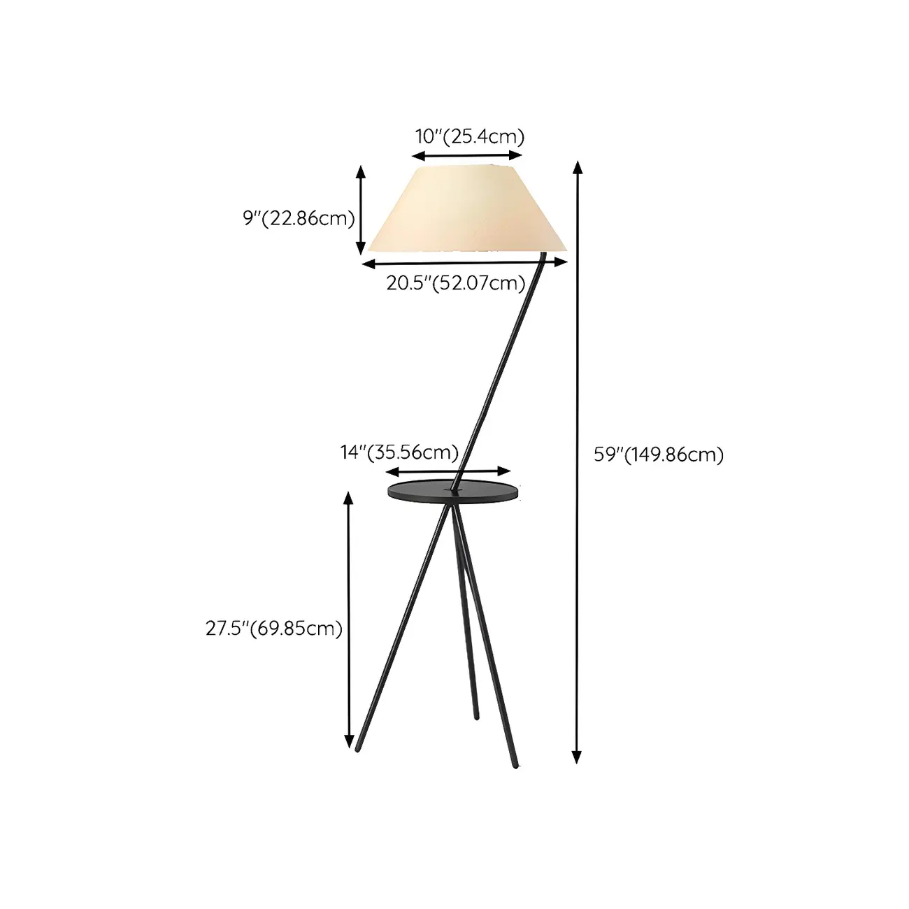  Unique LED Floor Lamp with Shelf & Fabric Shade for Home  #size
