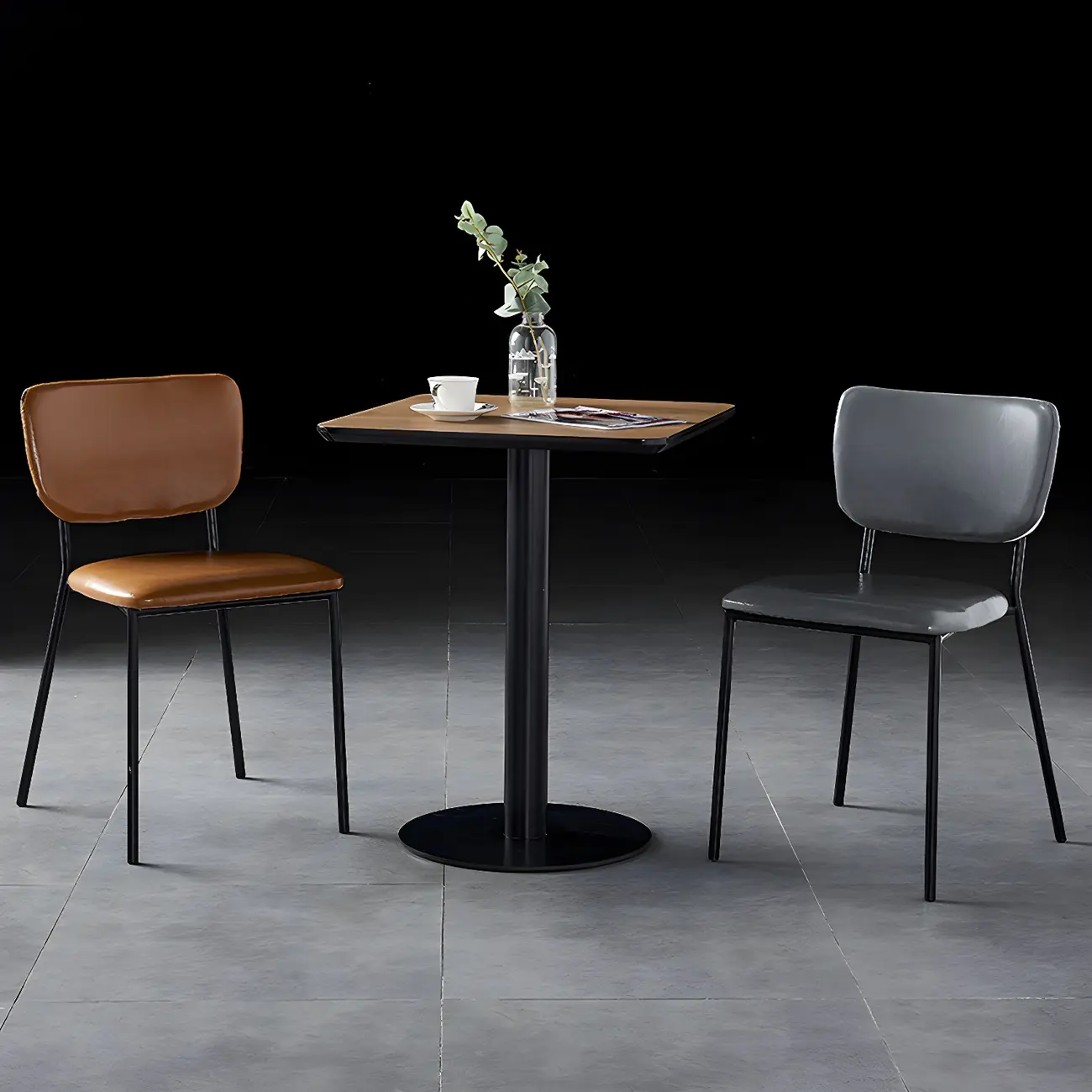 Glam Open Back Armless Stackable Faux Leather Dining Chair Image - 7 | homeyfad