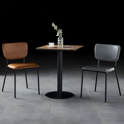 Glam Open Back Armless Stackable Faux Leather Dining Chair Image - 7