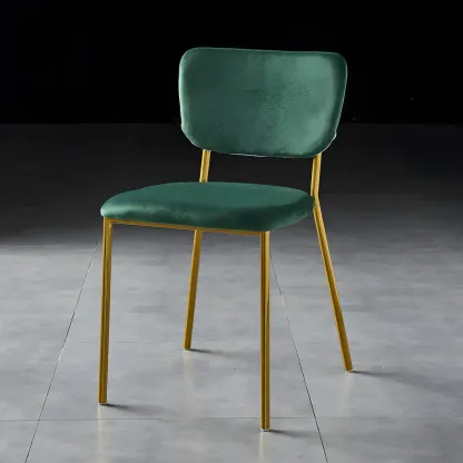 Glam Open Back Armless Stackable Faux Leather Dining Chair Image - 12