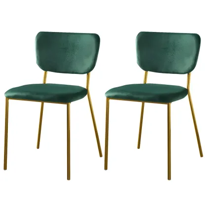 Glam Open Back Armless Stackable Faux Leather Dining Chair Image - 14