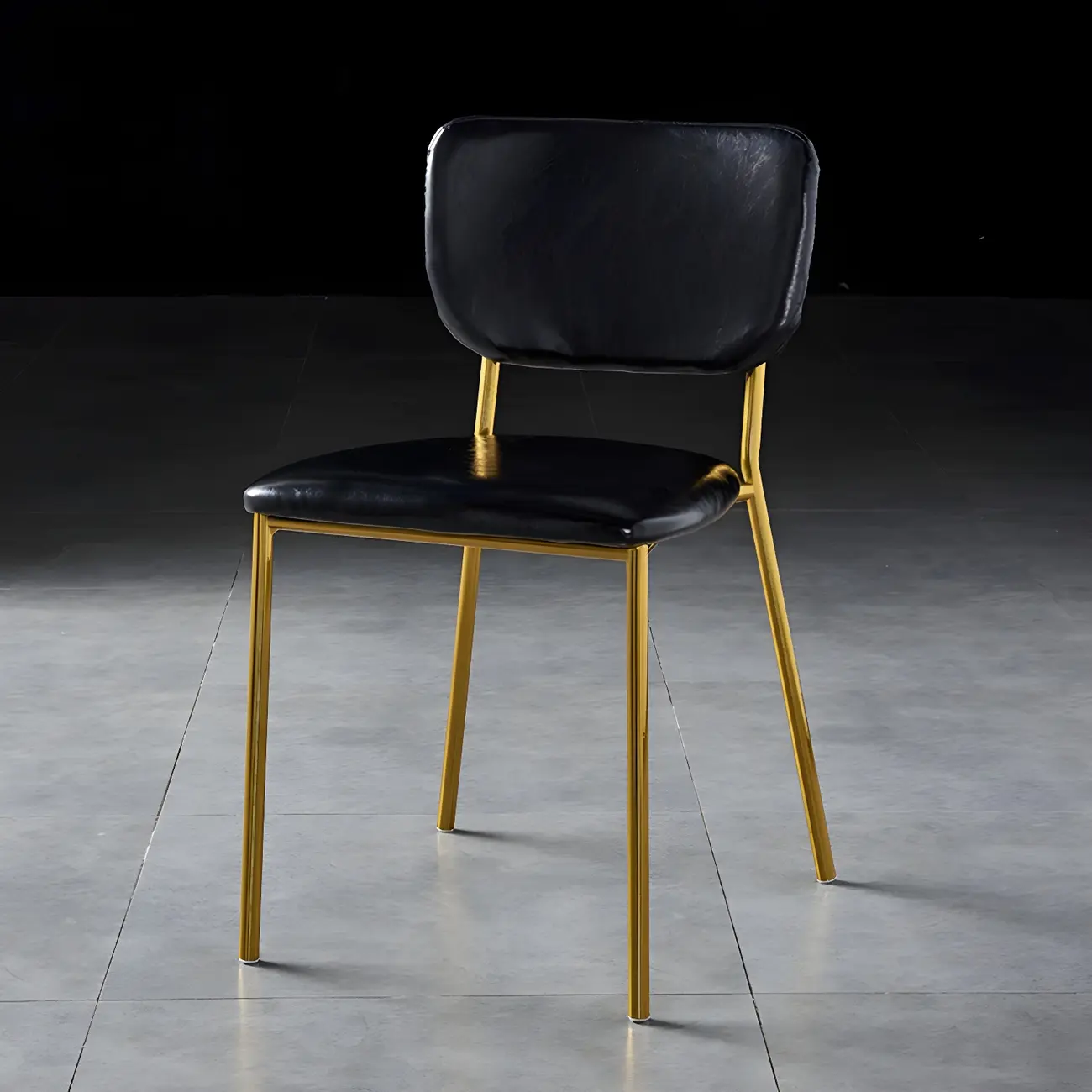 Glam Open Back Armless Stackable Faux Leather Dining Chair Image - 20 | homeyfad