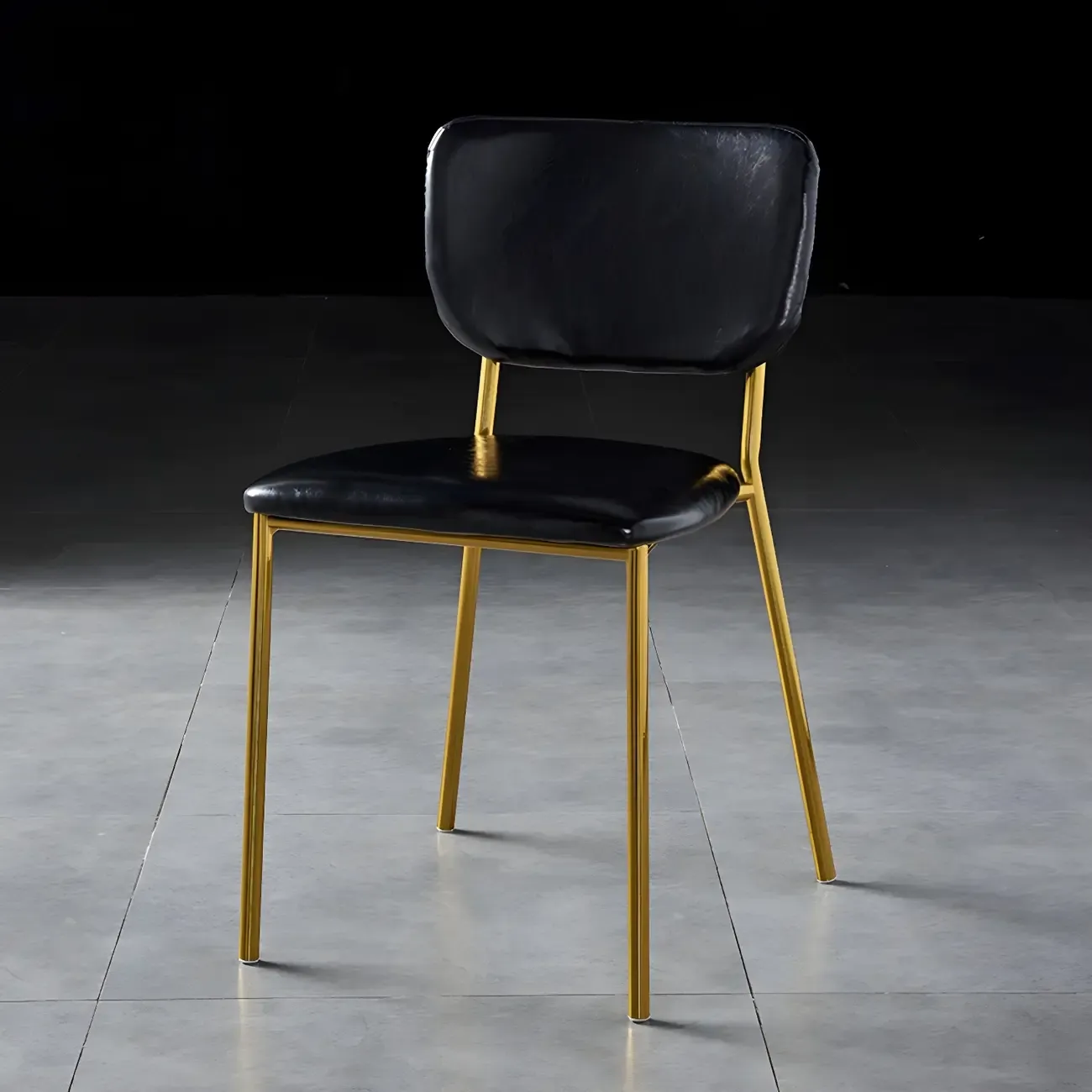 Glam Open Back Armless Stackable Faux Leather Dining Chair Image - 20