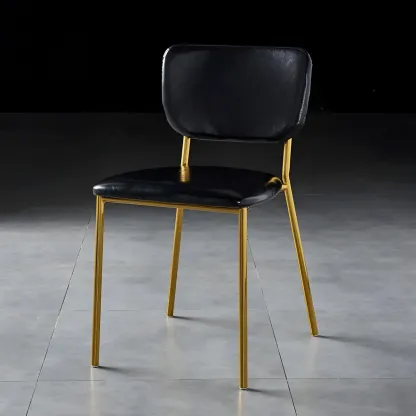 Glam Open Back Armless Stackable Faux Leather Dining Chair Image - 20