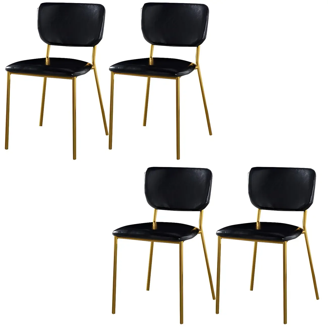 Glam Open Back Armless Stackable Faux Leather Dining Chair Image - 22